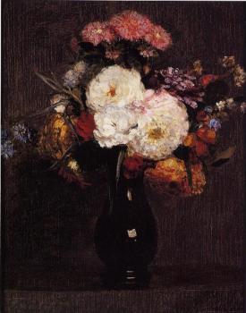 亨利 方丹 拉圖爾 Dahlias, Queens Daisies, Roses and Corn Flowers 亨利 方丹 拉圖爾 Dahlias, Queens Daisies, Roses and Corn Flowers